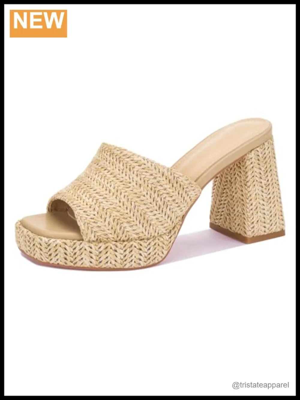 Raffia Platform Heels Espadrilles Chunky Block Heel Slip On Open Toe Sandals